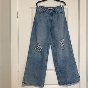 Levi's Light Blue Distressed Wide-Leg Jeans